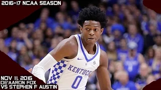 De'Aaron Fox Full HLTS vs Stephen F Austin (11-11-16) 12 Pts 12 Asts 3 Stls, WildCat Debut!