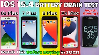 iPhone 6s Plus vs 7 Plus vs 8 Plus vs XS Max Battery Life DRAIN Test 2022 | iOS 15.4 Battery Test