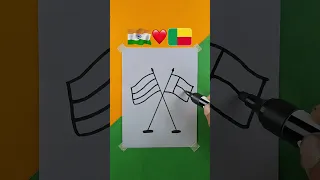 Indian Flag ❤️ Benin Flag || Independence Day Drawing || Republic Day Drawing #shorts #art