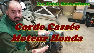 Corde lanceur Honda GC160 cassée , On répare !