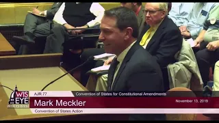 Mark Meckler outlines the why and how of Convention of States at Wisconsin committee hearing