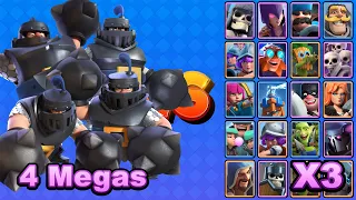 4 MEGACABALLEROS vs TODAS LAS CARTAS TERRESTRES X3 | Clash Royale