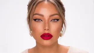 CLASSIC WINGED EYELINER + RED LIP MAKEUP LOOK (QUICK & EASY) - Dilan Sabah