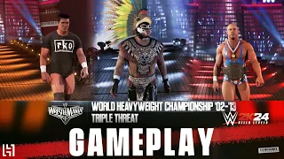 WWE 2K24 - WM 22 - Rey Mysterio vs Randy Orton vs Kurt Angle - World Heavyweight Championship Match