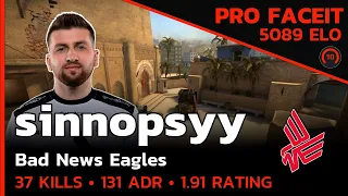 sinnopsyy Bad News Eagles PLAYS SMART CS at 5000 ELO🔥 (MIRAGE) FACEIT LVL 10  / CSGO POV