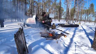 Поход к шалашу на болоте. Подготовка к весенней охоте. Поход по тайге. Тулан убежал в деревню.