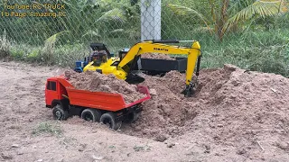 #MEGA RC TRUCK KAMA3 ACTION WITH EXAVATOR KOMATSU 350 HYDRAULIC