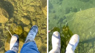 SO CLEAR! Man Walks Across Frozen Lake In Maine