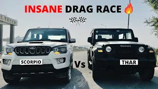 DRAG RACE ::THAR VS SCORPIO with PROFSSIONAL DRIVERS