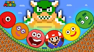 Mario, Numberblocks Marble Race and Red Ball 4 in Super Mario Bros Maze | Game Animation