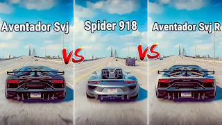 NFS Heat Drag Race: Aventador Svj Coupe Vs Porsche 918 Spider Vs Aventador Svj Roadster