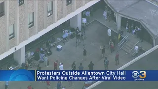 Protesters Gather Outside Of Allentown City Council Meeting Following Viral Video