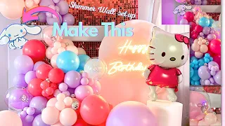 Girl's Birthday Party Idea + Pink Balloon Garland + Shimmer Wall Set up