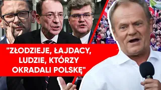 Wiec Tuska i "listy gończe". Premier miażdży jedynki PiS przed wyborami