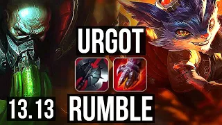 URGOT vs RUMBLE (TOP) | Rank 2 Urgot, 4/1/6 | NA Challenger | 13.13