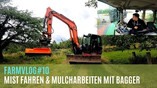 FarmVlog#10 Mist fahren und Mulcharbeiten mit dem Bagger