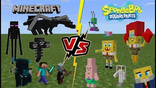 Spongebob Squarepants VS Minecraft Mobs and Bosses [HEROBRINE VS SPONGEBOB]