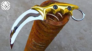 Turning a Rusty Coil SPRING into a Mirror but Razor Sharp KARAMBIT