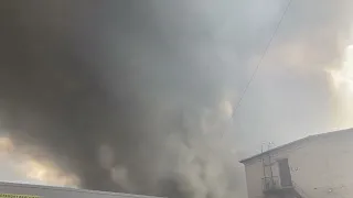 Пожар в ангаре на улице Салова