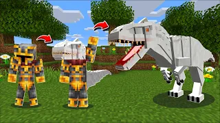 Minecraft MORPHING AS INDOMINUS REX FROM JURASSIC WORLD !! DINOSAUR MOD !! Minecraft Mods