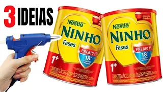 3 IDEIAS PARA RECICLAR LATAS DE LEITE ❤️