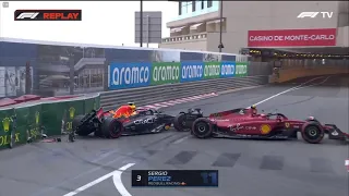 Sergio Perez and Carlos Sainz Crash in Monaco 2022 Qualifying