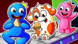 RAINBOW FRIENDS, BLUE ATE a lot with THE HELP of the CONVEYOR BELT?! | Rainbow Friends 3 Animation