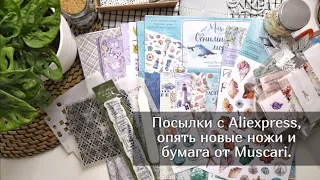 Посылки с Aliexpress, опять новые ножи и бумага от Muscari.  Скрапбукинг