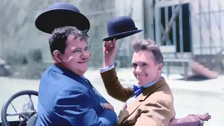 Laurel & Hardy in New York City Colorized! Visit in 1932.