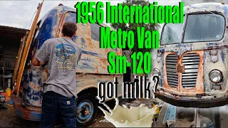 Satisfying transformation. 1956 International Metro Van SM120. Original Milk truck, Barn find.