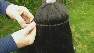 Waterfall Braid.   Vlechten waterval.    Плетение косички водопад.