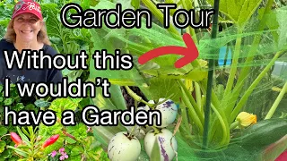 Garden Tour Growing TIPS in Raised Bed Gardening, Container Gardening Vegetables & Flowers for Birds