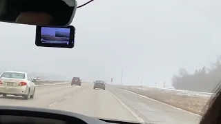 Foggy afternoon road trip to Winnipeg