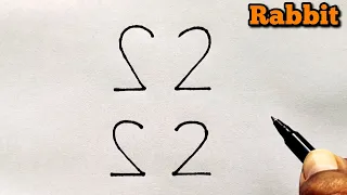 How to draw Rabbit From 2222 Number | rabbit drawing step by step | Number drawing