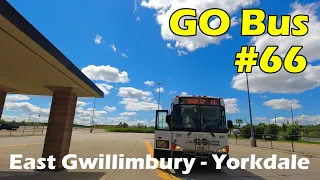 4K GO Bus Route 66 Ride from East Gwillimbury GO to Yorkdale Bus Terminal (Duration 1h 5min)