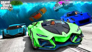 Franklin Collecting Luxury Cars in a Tsunami in GTA 5 || End of Gta 5 || Gta Tamil the tsunami