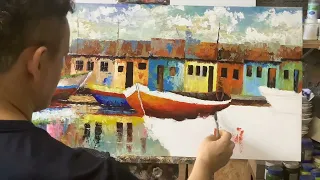 Tutorial de pintura em tela espatulada #acrilicasobretela #galery #art #artesplasticas #painting