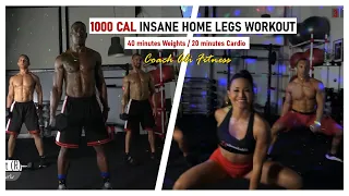 LEGS Dumbbell or Barbell Weights Workout (40 min) Legs Cardio Workout (20 min), 1000 Calorie Workout