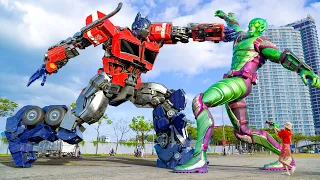 Robot War of the 23rd Century | Optimus Prime vs Green Goblin battle in Future World