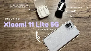 Xiaomi 11 Lite 5G ASMR Unboxing 📦 (Snowflake White) + Freebies