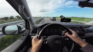 VW VOLKSWAGEN T6 MULTIVAN 2.0 TDI Autobahn Test Drive No Speed Limit Top Speed