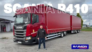 Scania R410 2019 Tandem Jumbo Curtainsider Truck + Trailer presented by SAJMON