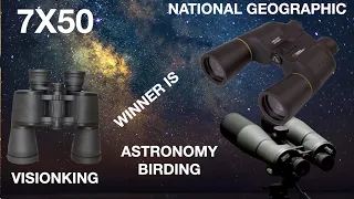 HAND HOLDABLE BINOCULARS FOR STAR GAZING AND BIRDING 7X50 ; NATIONAL GEOGRAPHIC VS VISIONKING-WINNER