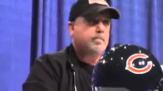 Billy Joel talks to the press at the Super Bowl Media Center