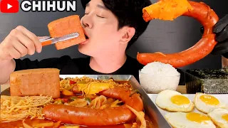 WHOLE SPAM + KIELBASA SPICY SAUSAGE STEW EATING SHOW | ASMR MUKBANG & COOKING + RECIPE 부대찌개 먹방