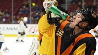 Canucks Wear Flying V Retro Jerseys for Warmup (Dec. 07, 2019)