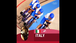 ITALIA win gold in the the men’s team pursuit and a World Record!  #CyclingTrack