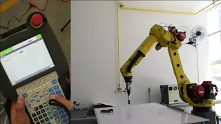 Programación a nivel básico del robot Fanuc M10-iA (joint, línea, arco de círculo y ciclos).