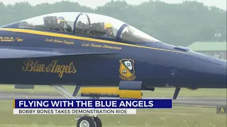 Radio, TV personality Bobby Bones takes demonstration ride with the Blue Angels
