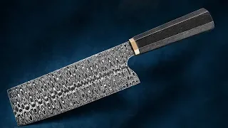 Making A "W" Ladder Pattern Damascus Chef Knife